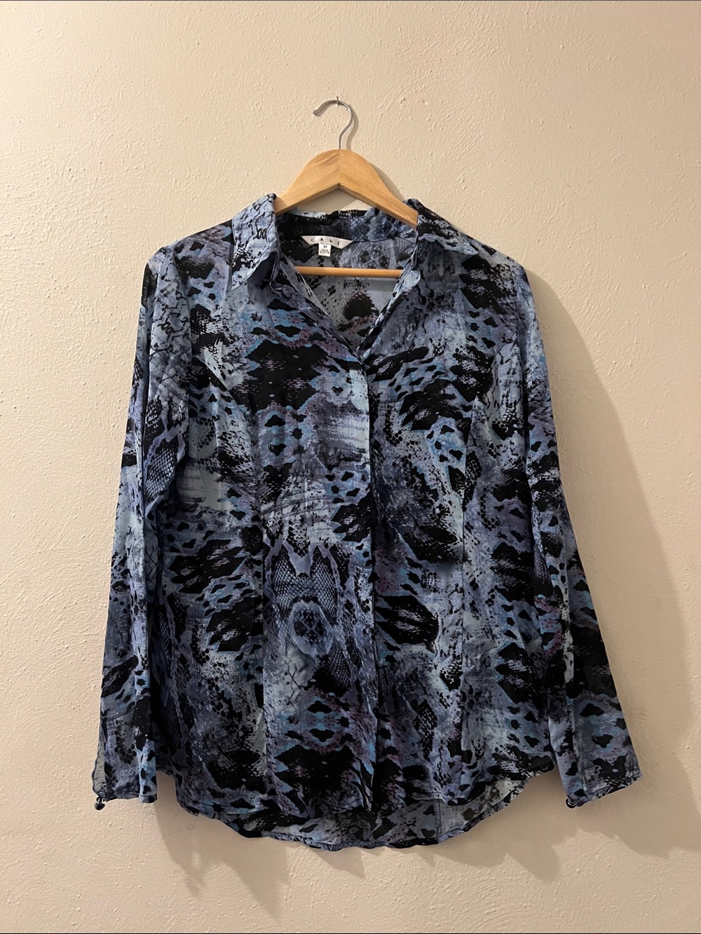 Cabi Snake Print Button Up Blue